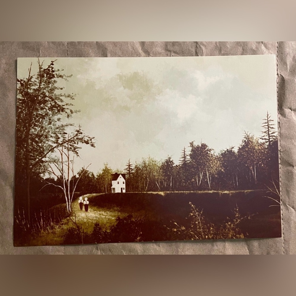 Jon Gagnon NWT Vintage Art Print Boys In Woods Landscape 5x7